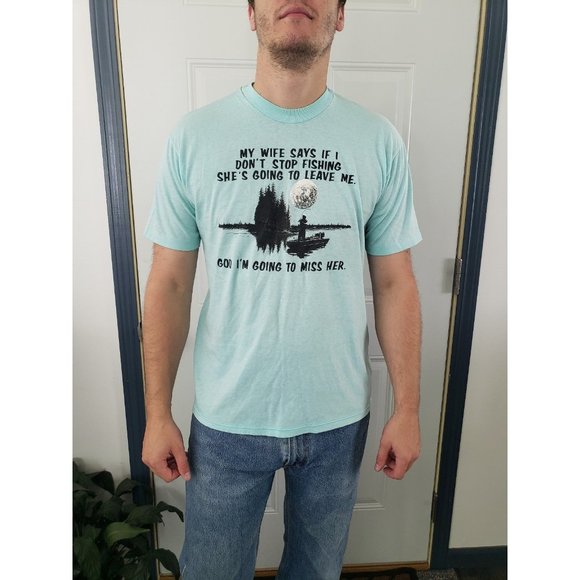 80s/90s Single Stitch Fishing Tee‎ - Picture 1 of 5